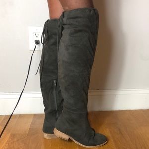 Grey Knee High Boots